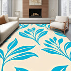 Bright Teal Leafy Sprigs Botanical Rug