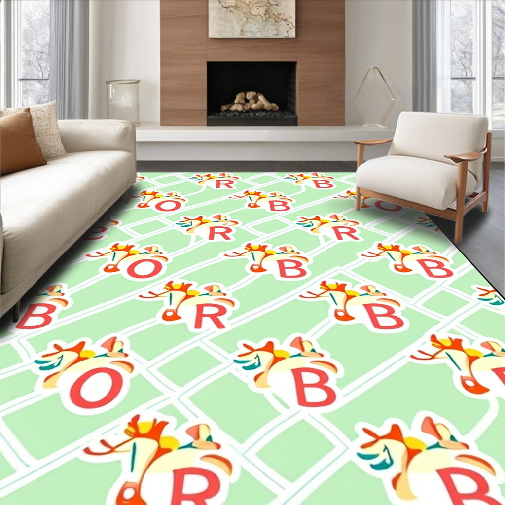 Light Green Retro Carousel Horse Rug