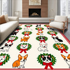 Christmas Corgi Wreath Collection Rug