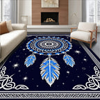 Midnight Blue Dreamcatcher Feather Rug