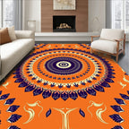 Vibrant Orange Mandala Starburst Rug