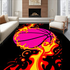 Hot Pink Fire Basketball Blast Rug