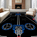 Cosmic Blue Outline Abstract Mandala Rug