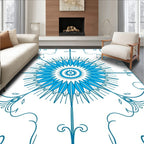 Bold Blue Sunburst Mandala Rug