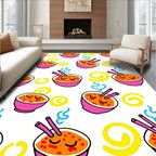 Cute Pink Ramen Bowl Swirls Rug