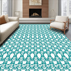 Teal Diamond Lattice Interlocking Geometric Rug