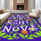 Whimsical Cat Alphabet Garden Aura Rug