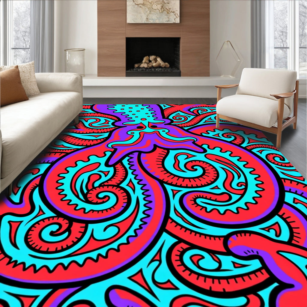 Vibrant Purple Octopus Swirls Rug