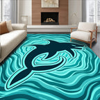 Shark In Turquoise Swirling Waters Rug