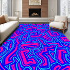 Hot Pink Blue Abstract Graffiti Lines Rug