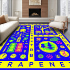 Bold Blue Yellow Alphabet Graphic Rug
