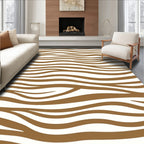 Brown White Wavy Stripes Rug