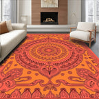 Coral Orange Intricate Mandala Rug