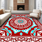Crimson Cobalt Mandala Art Rug
