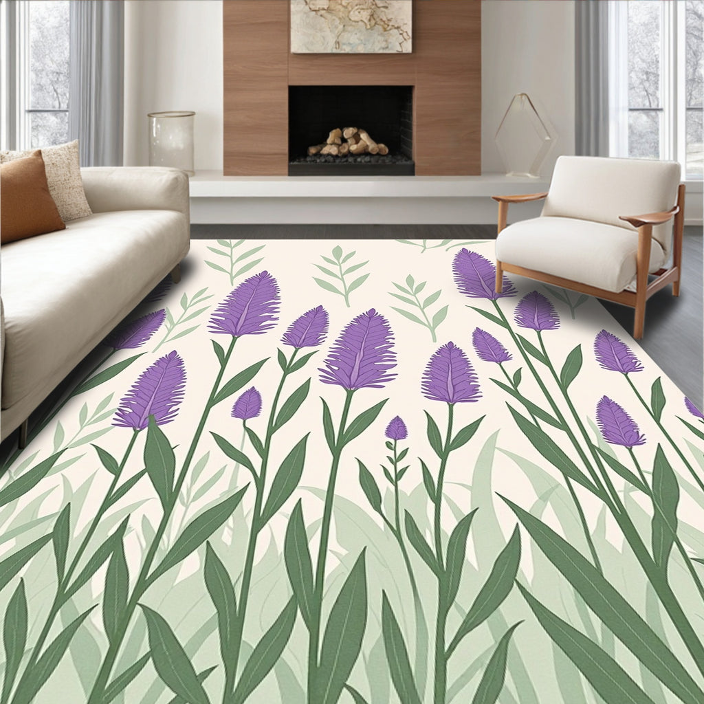 Purple Lavender Field Botanical Garden Rug