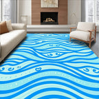 Playful Blue Wave Faces Rug