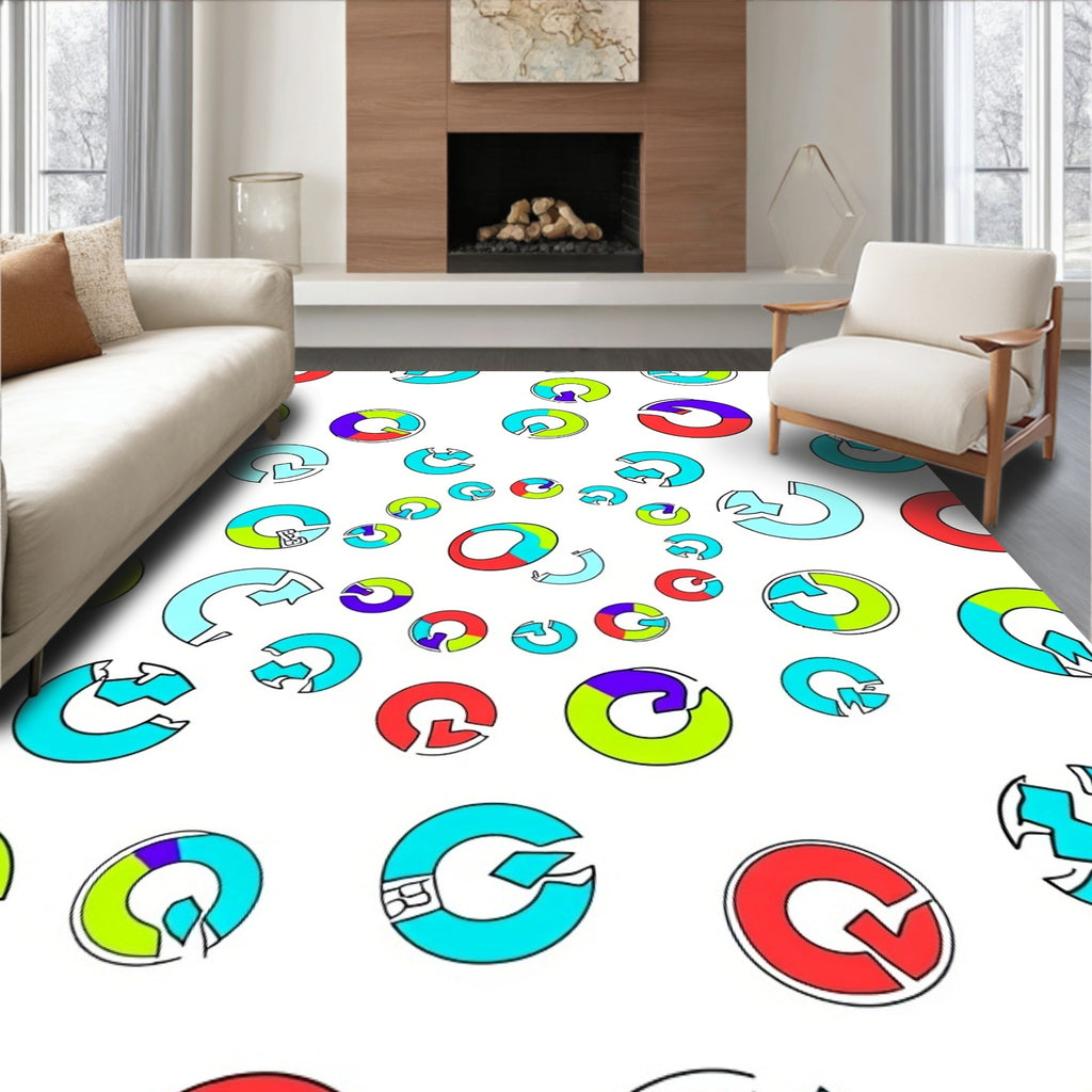 Colorful Circular Segments Repeating Pattern Rug