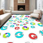 Colorful Circular Segments Repeating Pattern Rug