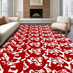 Crimson White Organic Abstract Forms Rug