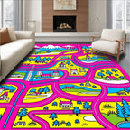 Retro Village Town Abstract Road Rug