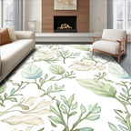 Soft Green Botanical Vine Swirl Rug