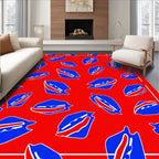 Bold Red Blue Abstract Shapes Rug