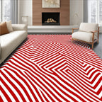Bold Red White Zigzag Maze Rug