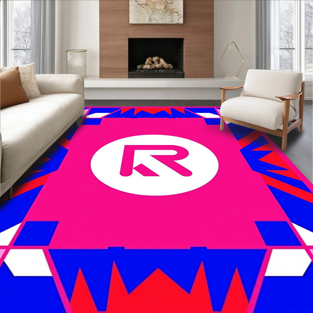 Bold Pink Geometric Abstract Circle Rug