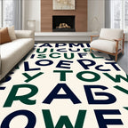 Bold Navy Emerald Alphabet Collage Rug