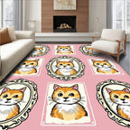 Playful Orange Cat Portrait Collection Rug
