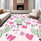 Pink Heart Cactus Garden Whimsical Rug