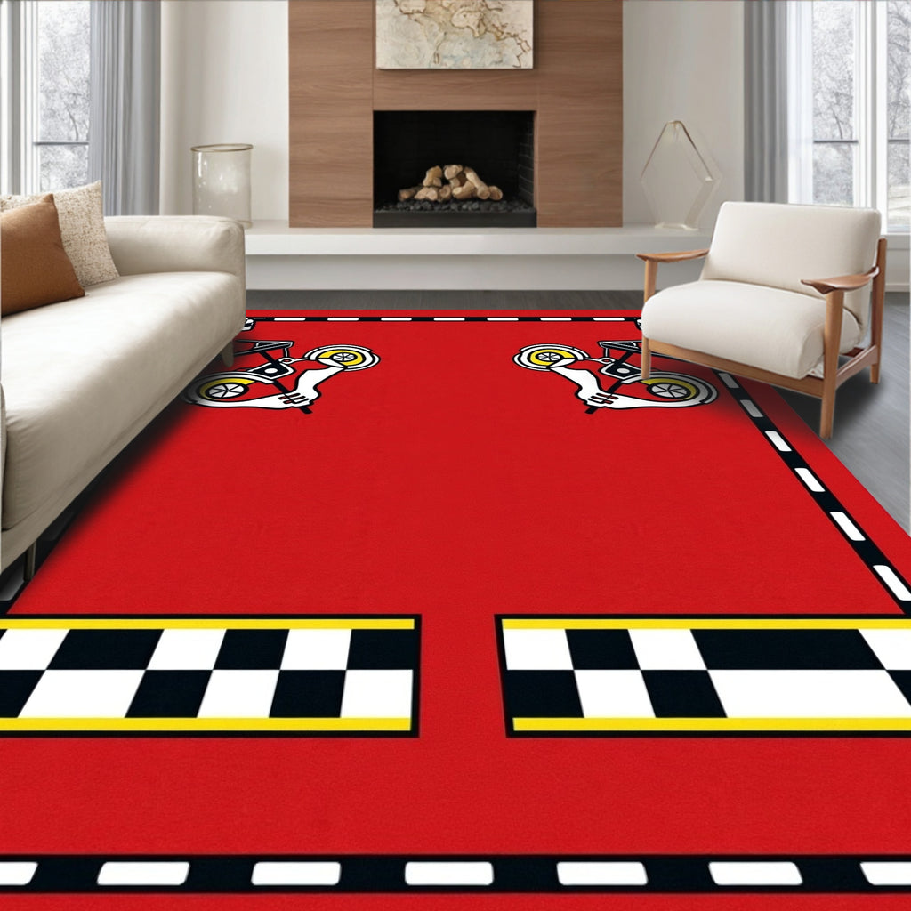 Red Racing Flag Motorcycle Rug
