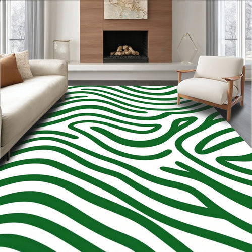 Abstract Green Zebra Stripe Rug