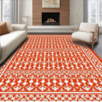 Vibrant Orange Geometric Tribal Runner Rug