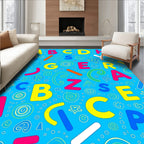 Bright Alphabet Collage Blue Rug