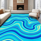 Aqua Blue Swirling Marbled Lines Rug