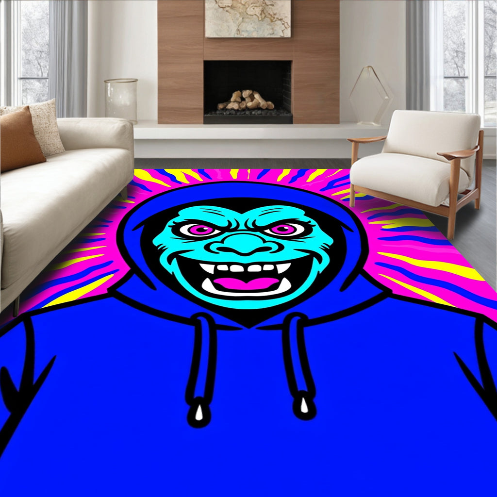Vivid Blue Creature Pop Art Rug
