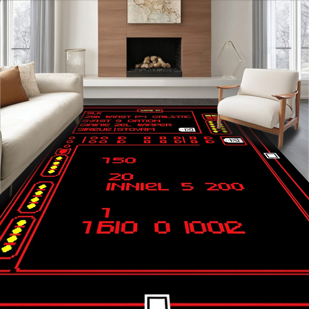 Retro Arcade Red Screen Graphic Rug