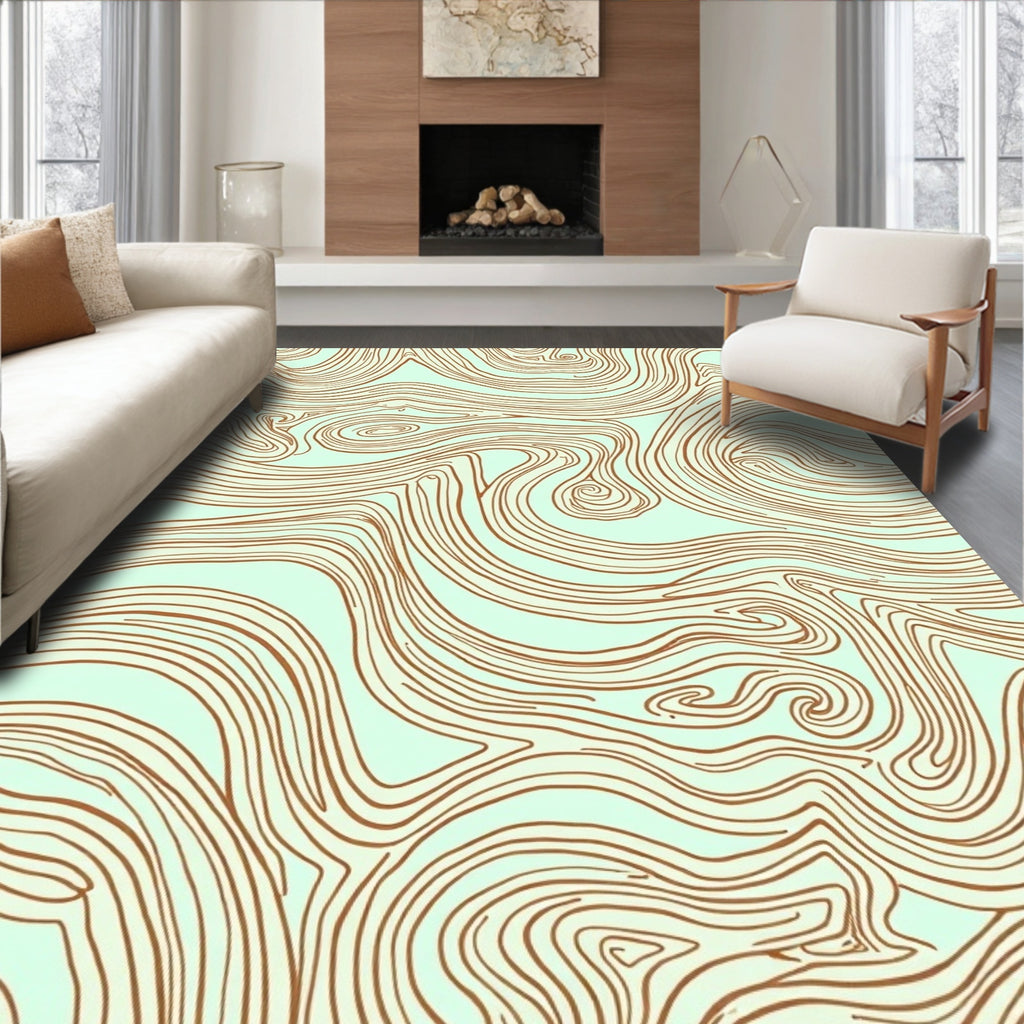 Brown Swirl Topography Abstract Rug