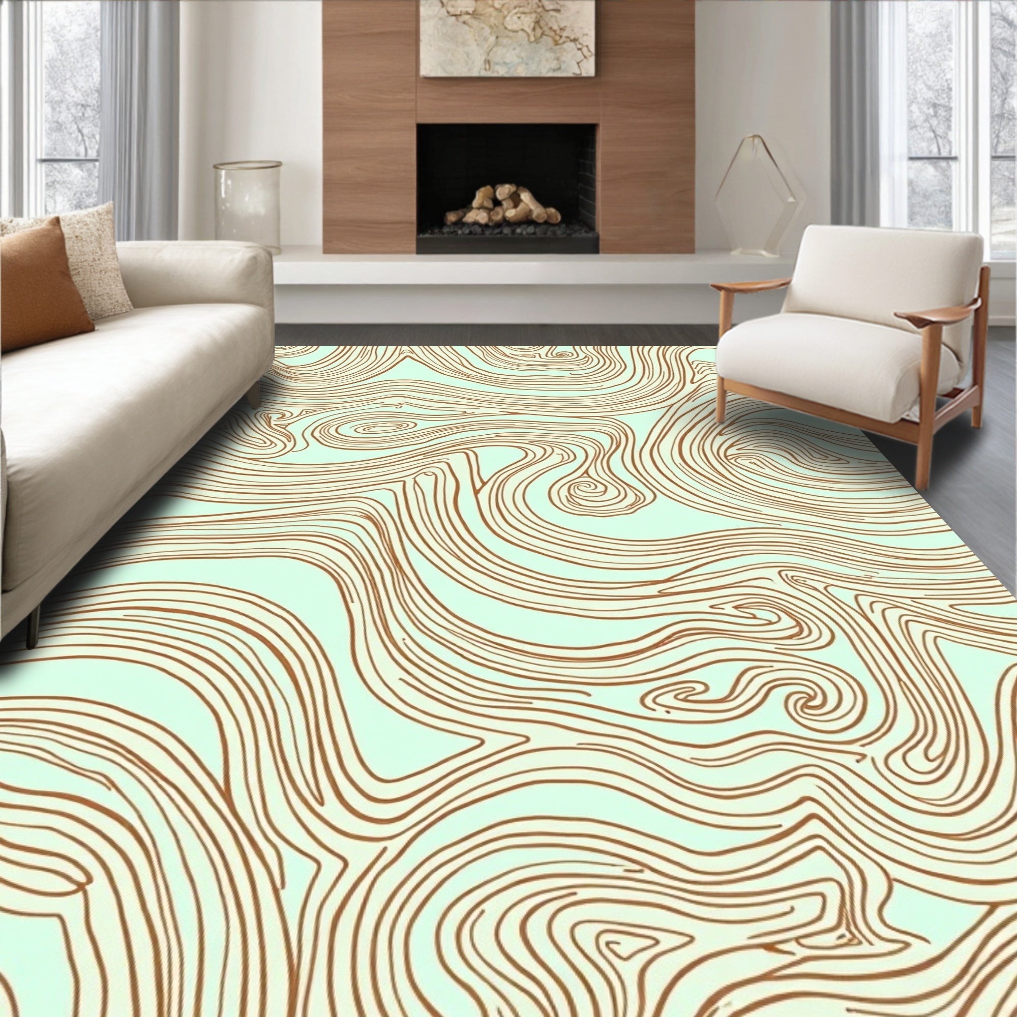 Brown Swirl Topography Abstract Rug
