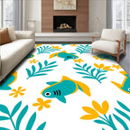 Teal Goldfish Plant Scatter Rug