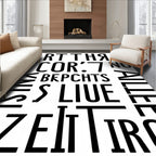 Black White Bold Typography Collage Rug
