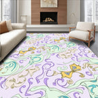 Whimsical Yellow Butterfly Pastel Swirl Rug