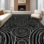 Abstract Black White Organic Swirl Rug