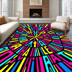 Radiant Electric Yellow Pink Blue Burst Rug