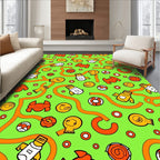 Bright Orange Rocket Ship Swirls Rug