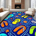 Bright Summer Flip Flop Starfish Shells Rug