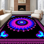 Vibrant Pink Blue Starburst Medallion Rug