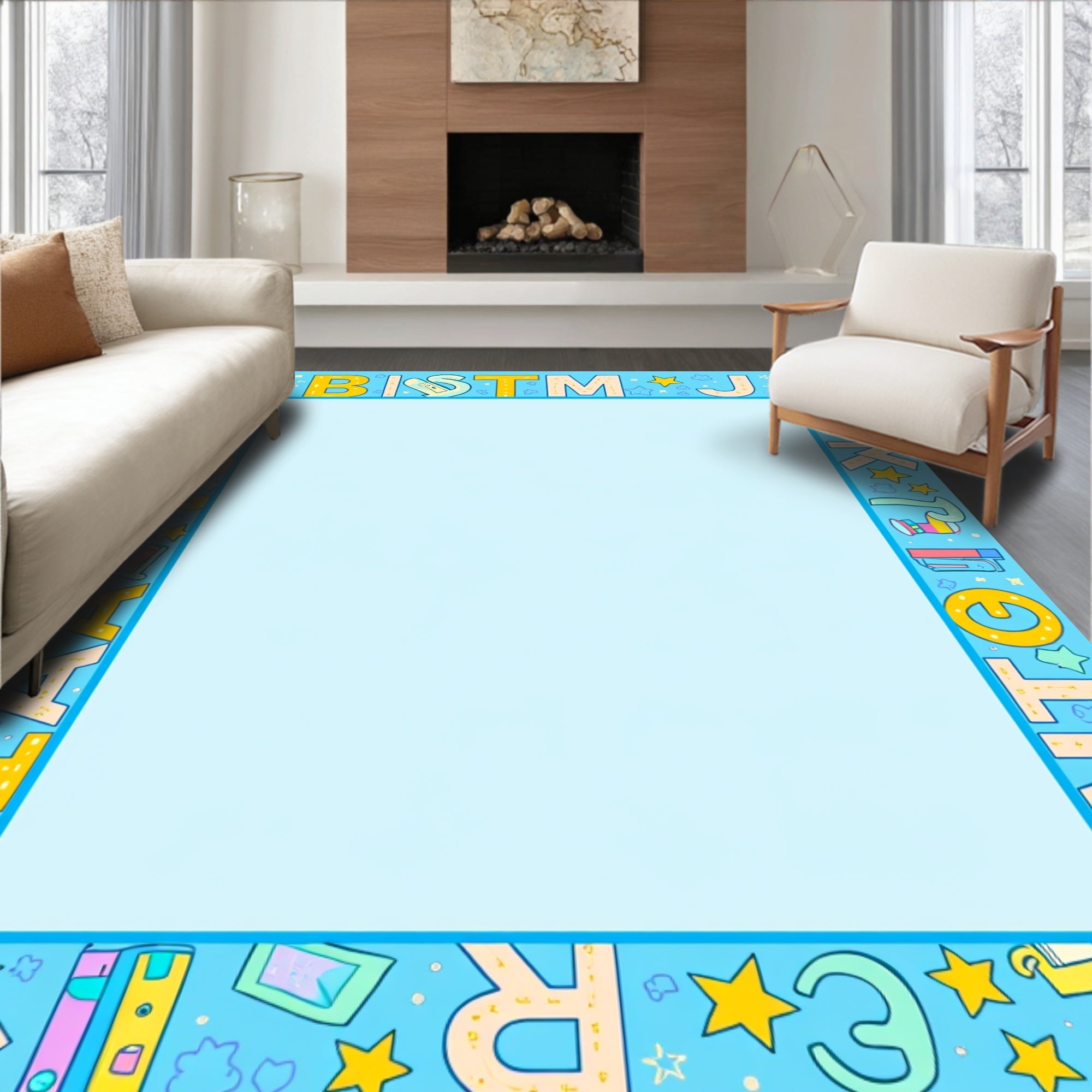 Alphabet Border With Stars And Books Rug