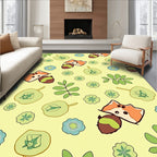 Cute Raccoon Acorn Floral Branches Rug
